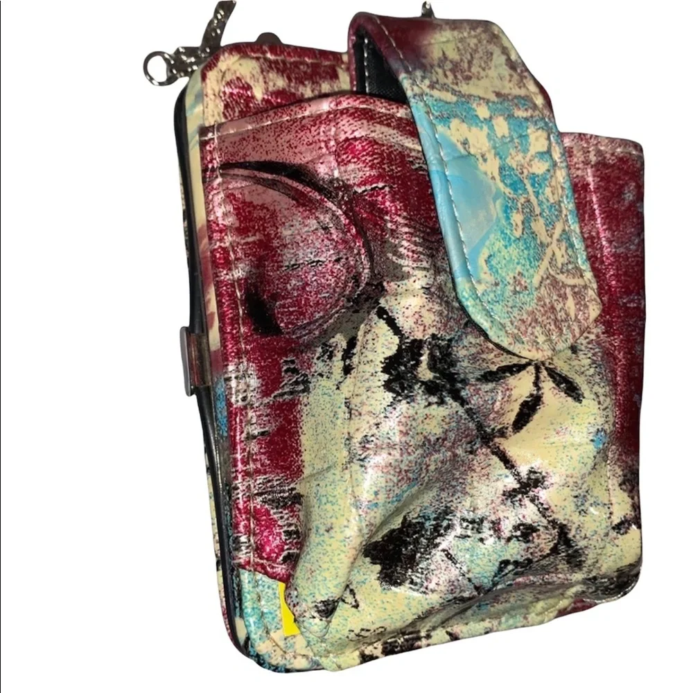 Splattered Multicolored Wallet with Hidden Strap